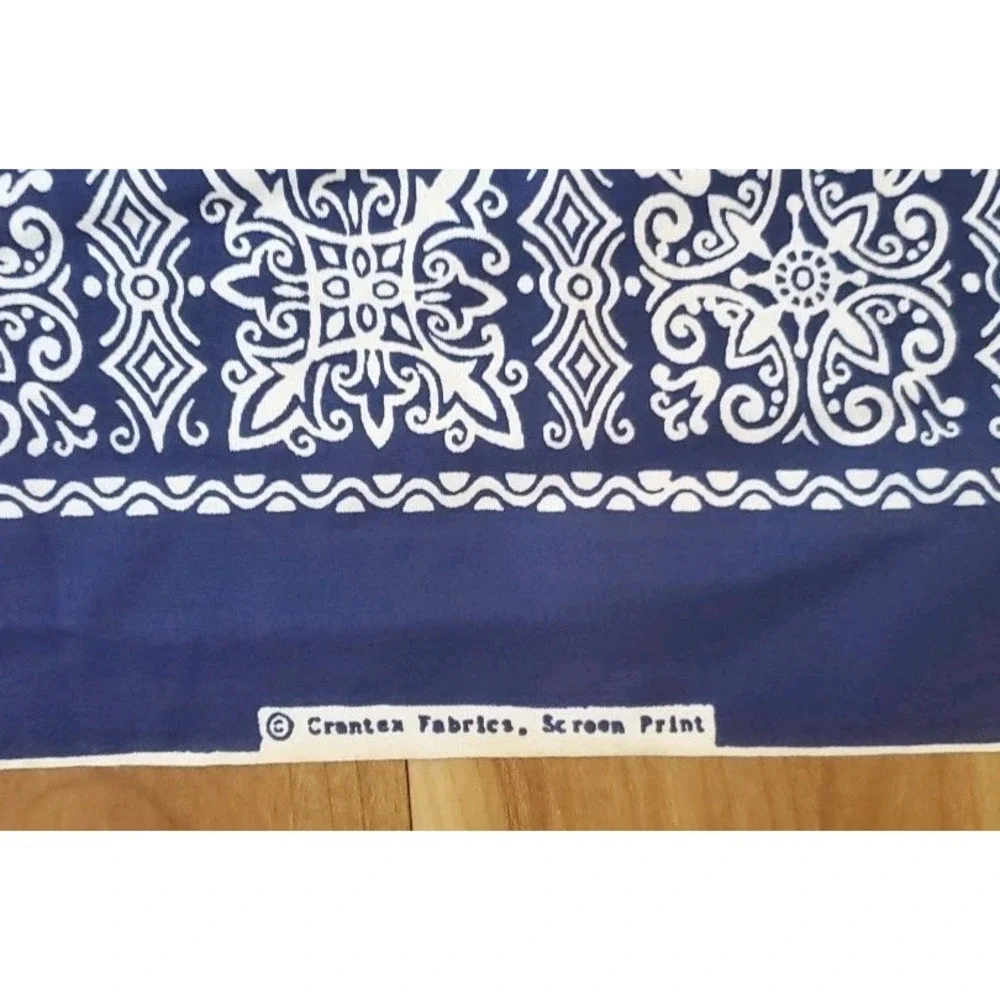 Vintage Fabric Red & Blue Bandana Patchwork Cranston Screen Print 70s Americana